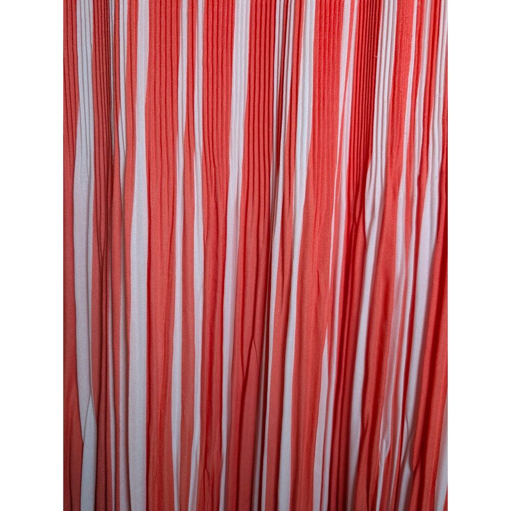 Striped Maxi Skirt XL Orange and White Pleated Coastal Resort Wear Preppy - Picture 10 of 10